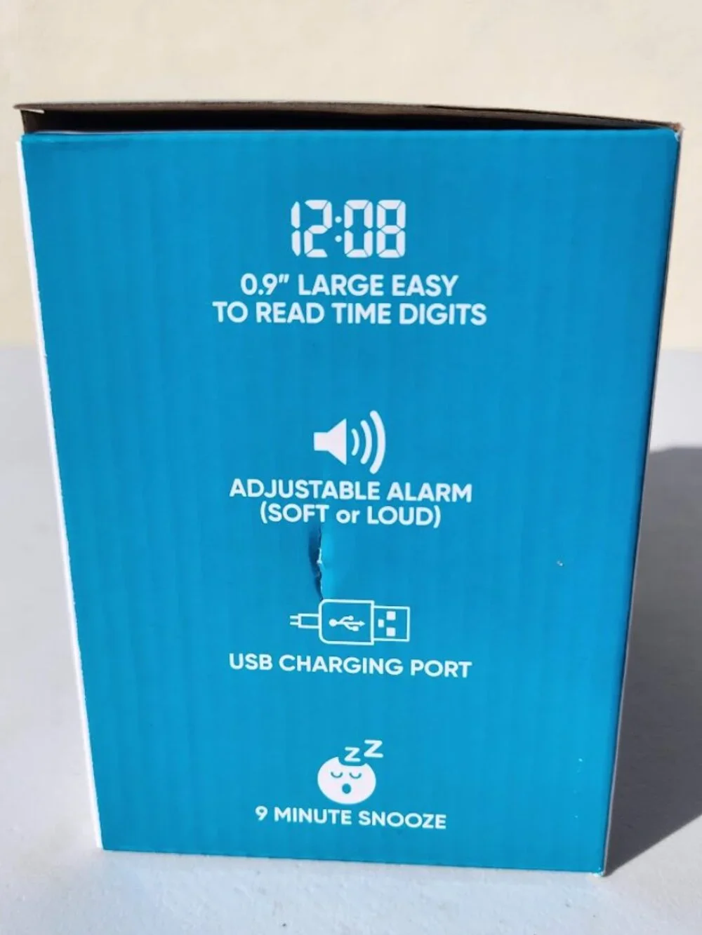 Digital Desk Table Alarm Clock with USB Charging Port Black Silver LED Large 0.9