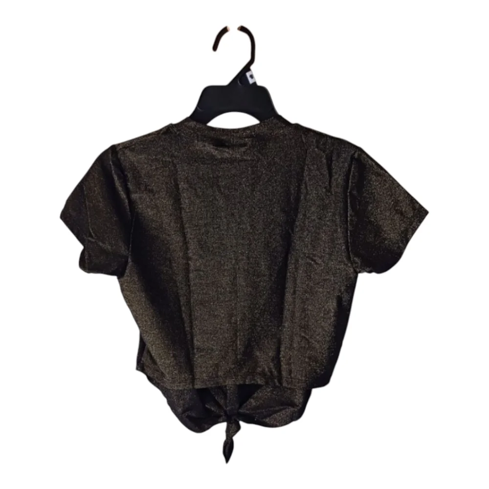 VYB Shimmer Crop Swom Shirt Black Tie Front Cover Up Top M NWT
