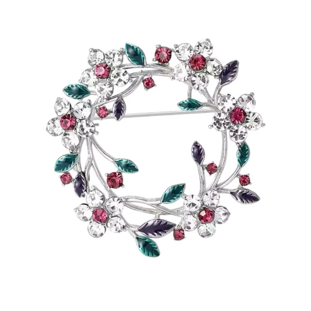 FLORAL SILVER WREATH BROOCH‎