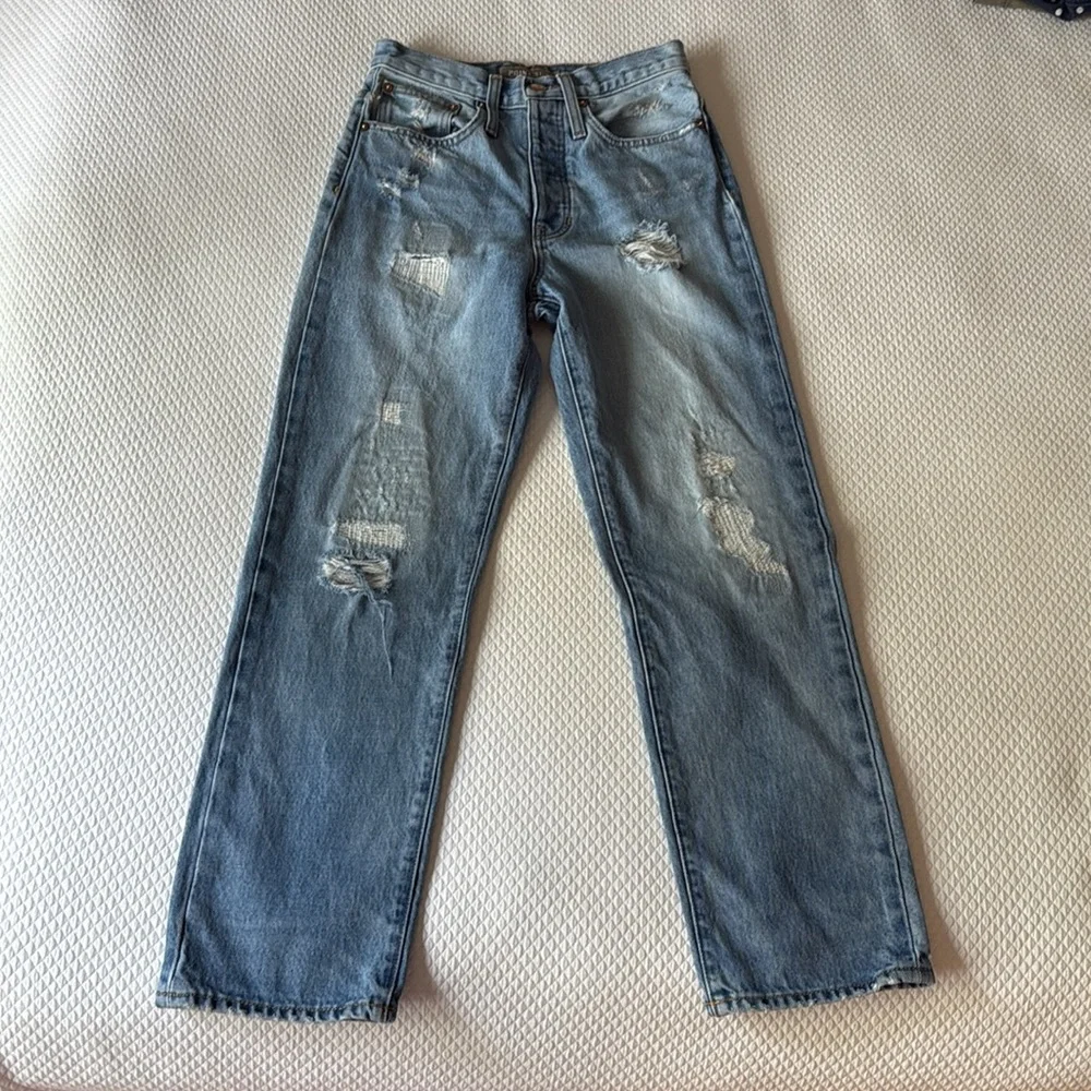 Point Sur‎ for J.Crew Slouchy Boyfriend Light Wash Distressed Jean Size 24