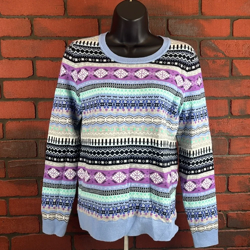 Talbots Sweater Womens‎ Extra Small Wool Blend Geometric Stripes
