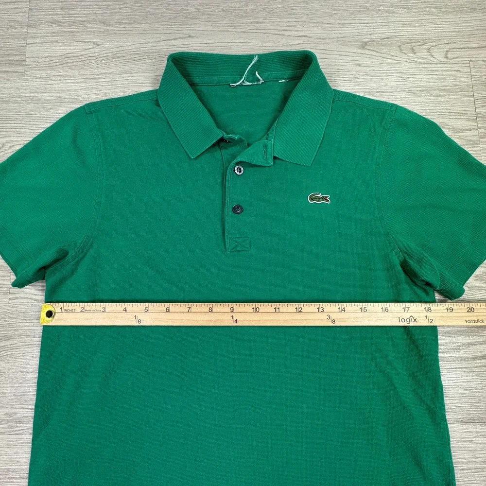 Lacoste Mens Polo Shirt L1230 Classic Fit Green Short Sleeve Pique Cotton S/M