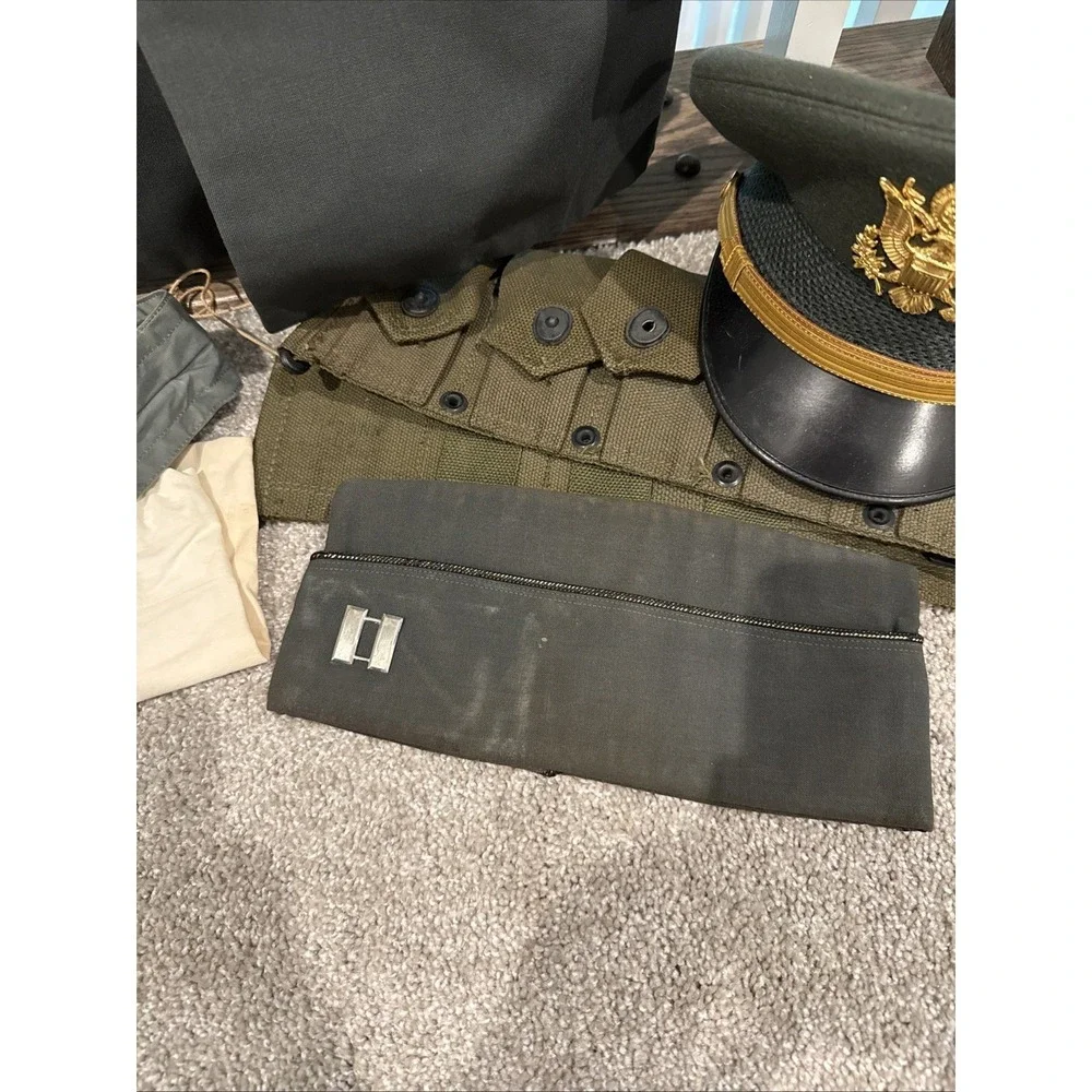 Vintage 1970s Vietnam Era US Army Green Dress Uniform M‎ Jacket 30R Pants 7 Hat