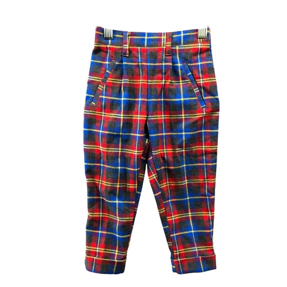 Vintage 90s Children's Place‎ Baby 24M / 2T Plaid Trouser Pants Red Blue