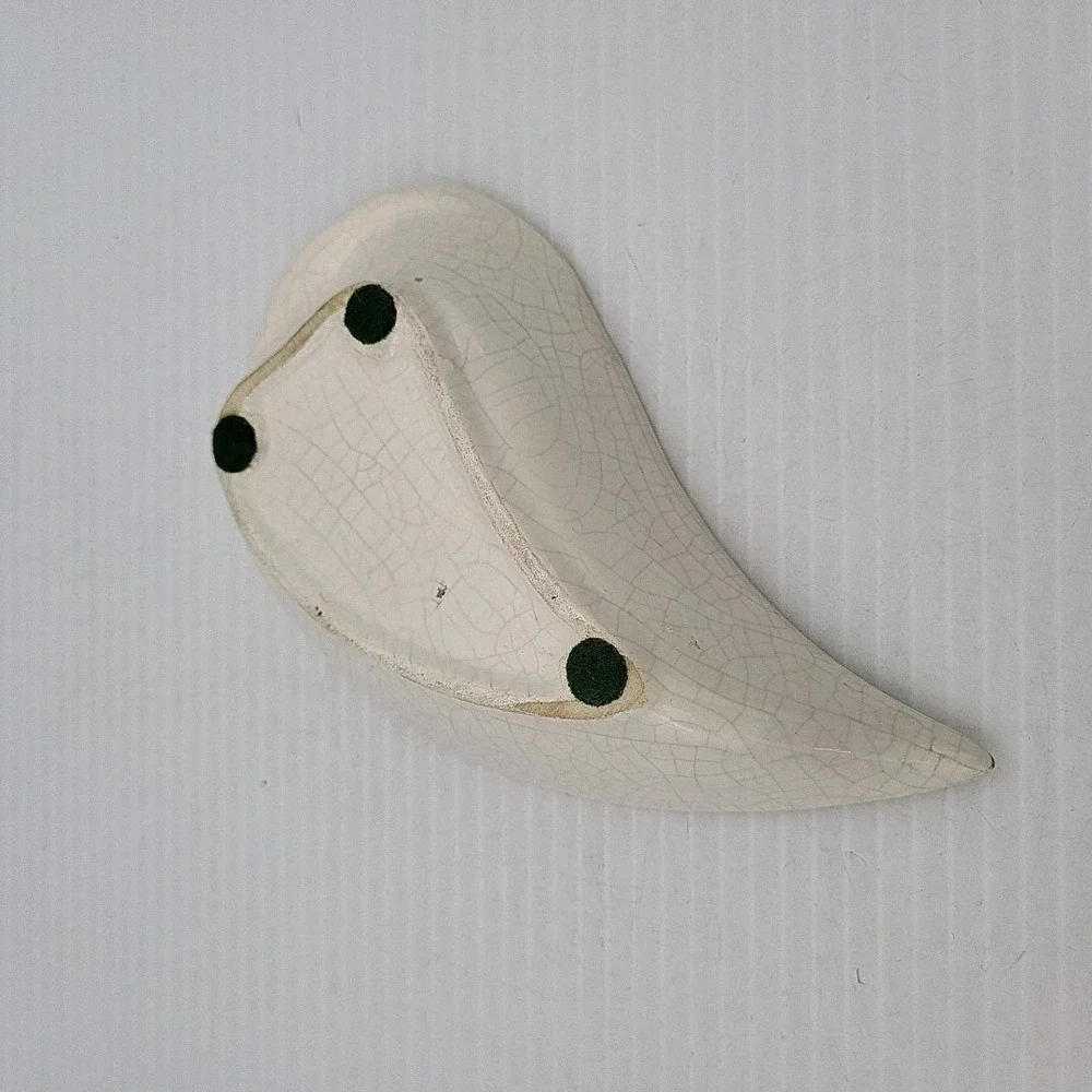Vintage JACQUIN California Pottery Leaf‎ Shaped Dish with Crackle Glass Edge