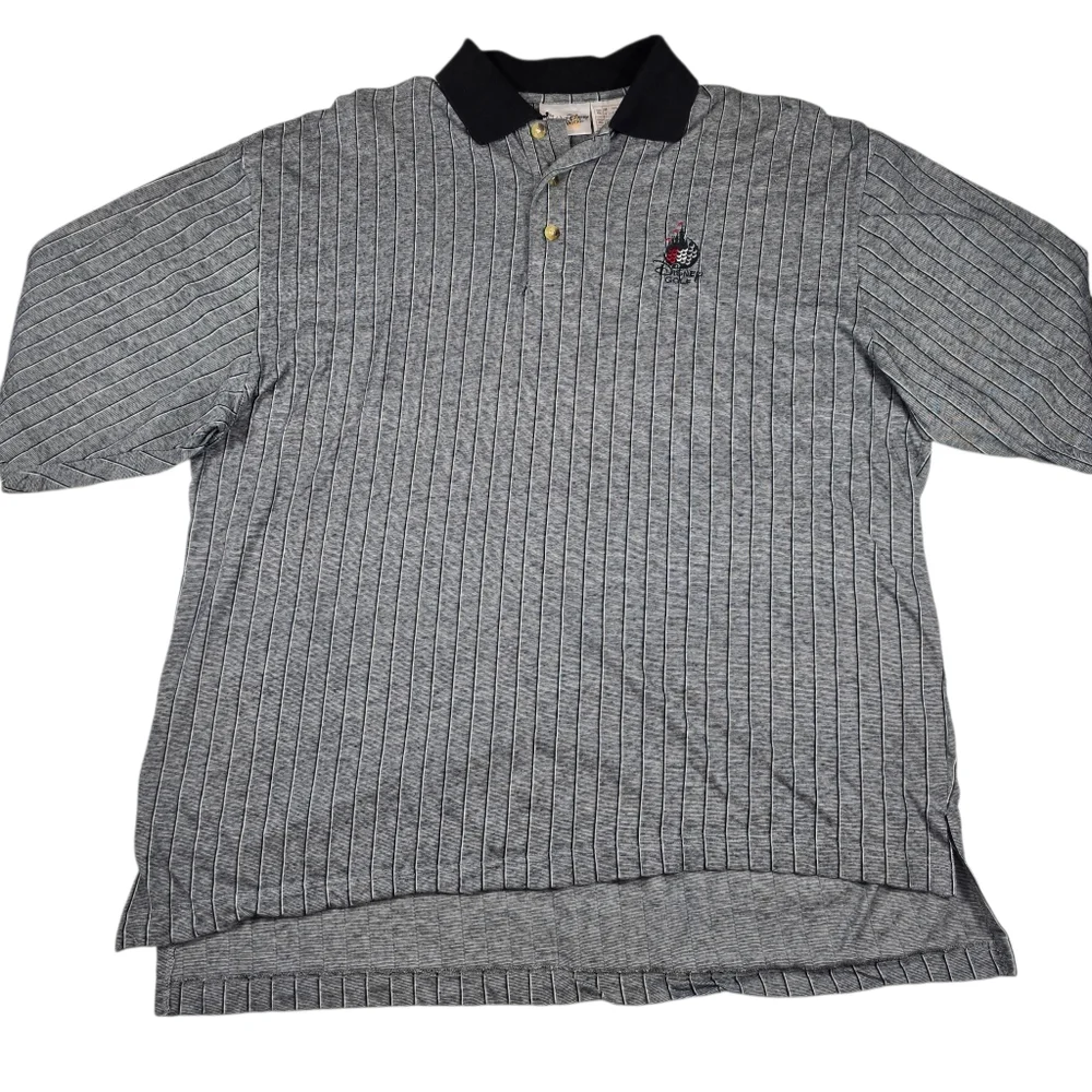 VTG Walt Disney World Mickey Mouse Disney Golf 90s Striped Mens Polo Shirt Sz XL