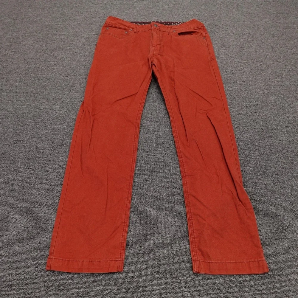 PrAna Pants Mens 34x29 Orange Slim Fit Organic Cotton Stretch Chino Casual