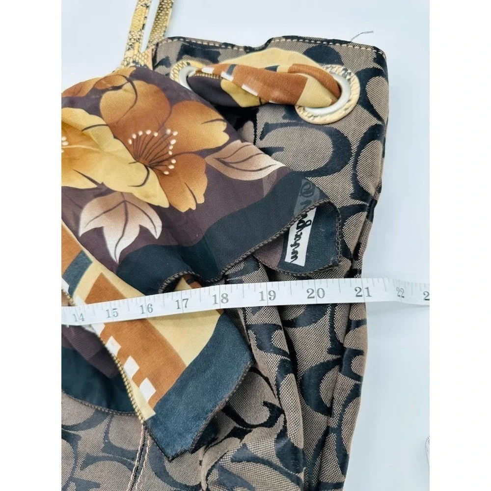 Designer Style Brown Monogram Tote‎ Bag Snake Print Handles Scarf Large Shoulder