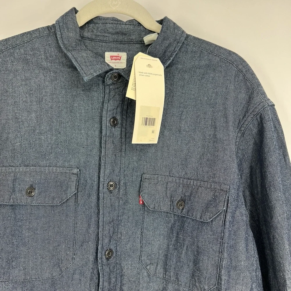 Levi's Made‎ & Crafted New Standard Shirt Dark Wash Denim Loose Fit (Size L)