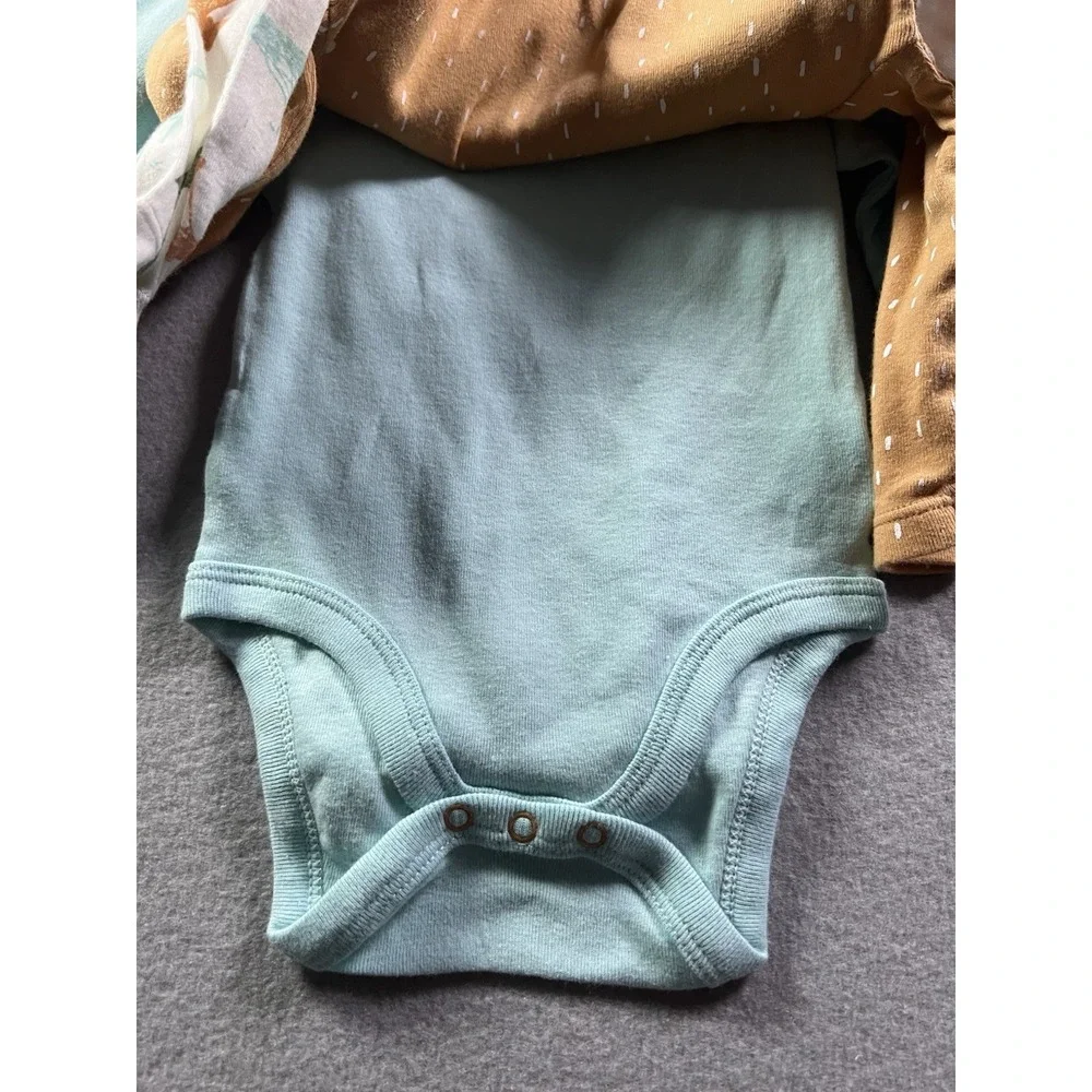 Cloud Island Baby 6-9 Months 4-Pack Long Sleeve Body Suits Safari Animal Print‎