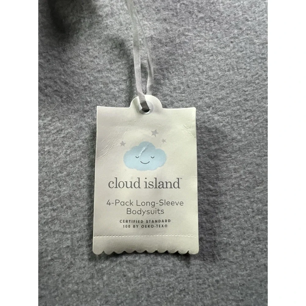 Cloud Island Baby 6-9 Months 4-Pack Long Sleeve Body Suits Safari Animal Print‎