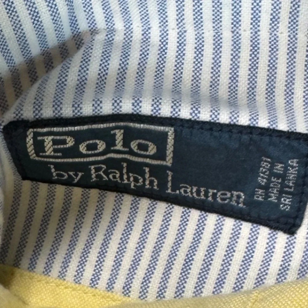 Polo Ralph Lauren Mens Yellow Chino Shorts Size 36 Cotton Classic Fit Flat Front