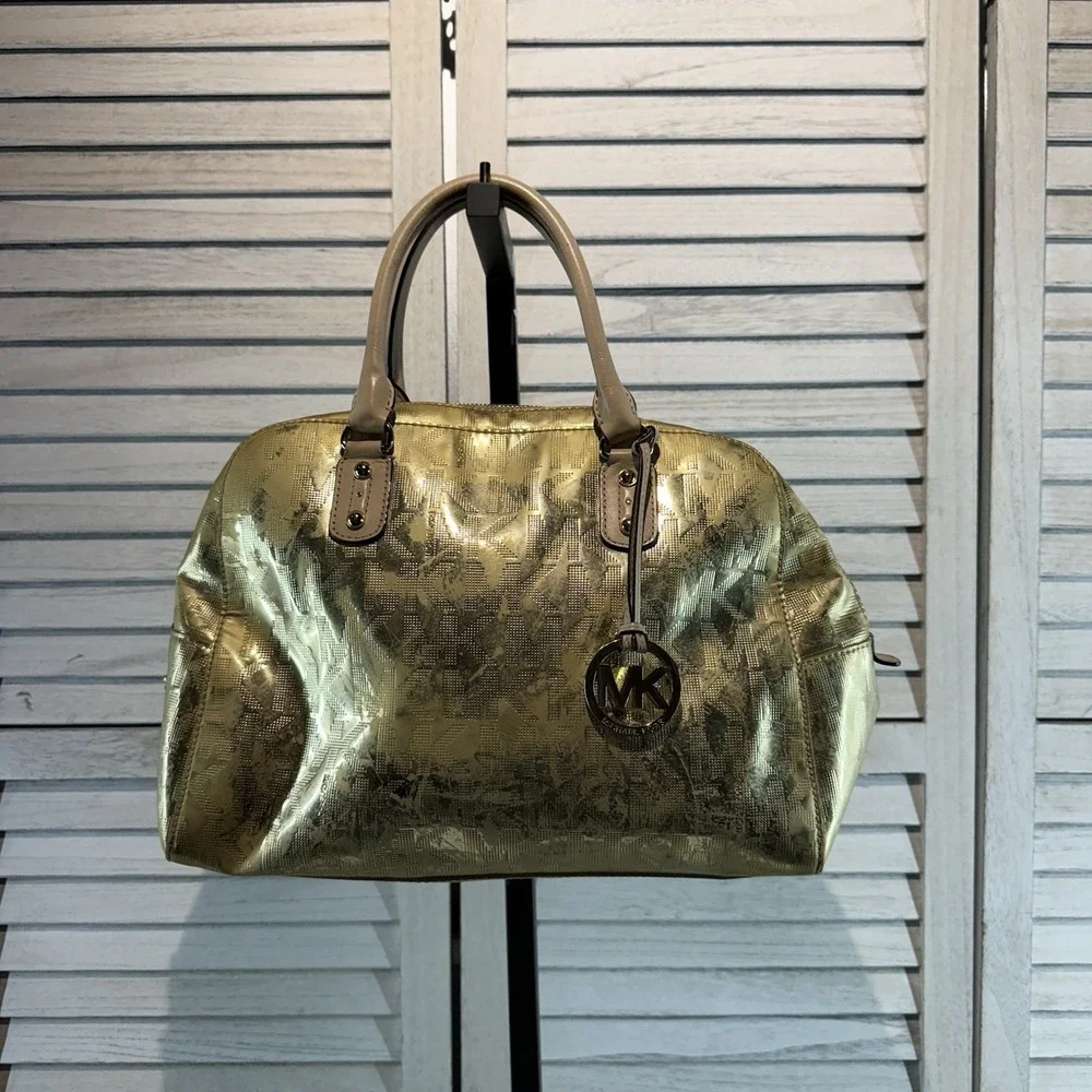 Gold Metallic Mirror duffle Michael‎ Kors