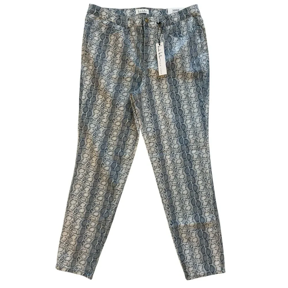 Nicole Miller‎ Soho High Rise Skinny Jeans Size 14 Snake Print Stretch Denim