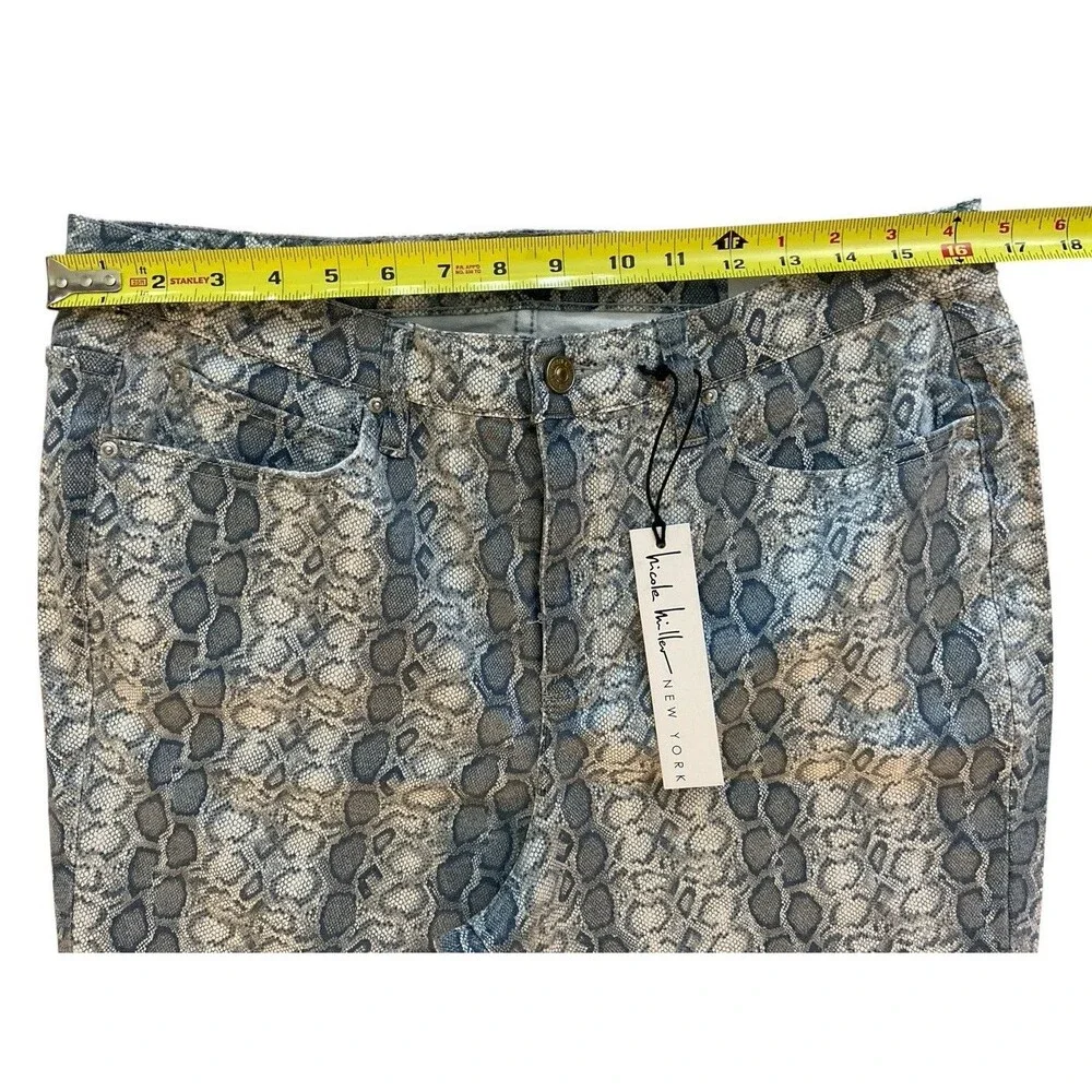 Nicole Miller‎ Soho High Rise Skinny Jeans Size 14 Snake Print Stretch Denim