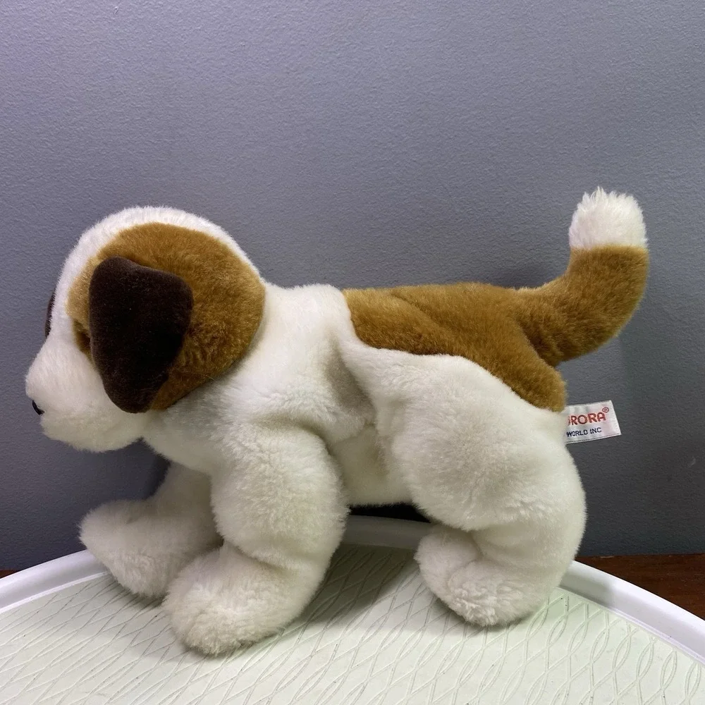 Vintage Aurora St. Bernard Plush Brown/Black/White Dog Stuffed Animal 12
