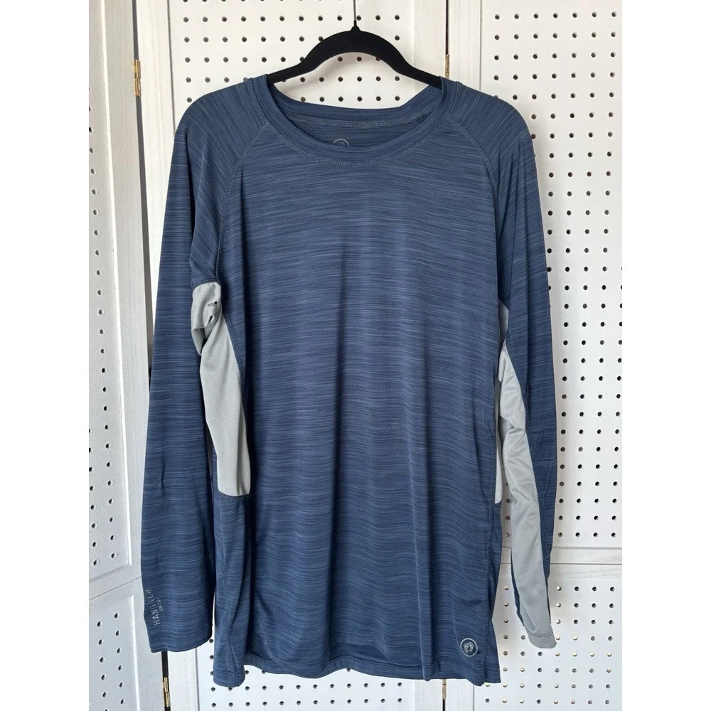 Hang Ten Long Sleeve Shirt UPF 50+ Men's Size L Back Zipper‎ Surfing Biking Blue