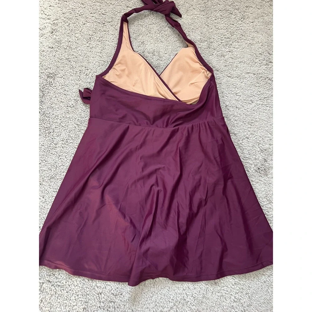 Women's J Crew Halter Wrap Swimsuit‎ One Piece Plum Wine Size 6 NWT
