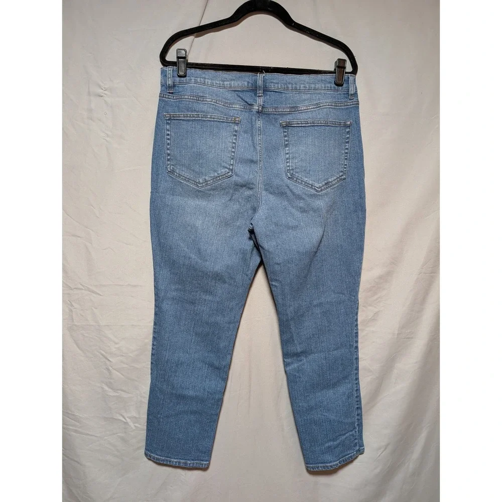 Studio by D&Co Women's Light Wash Patchwork Straight Leg Jeans QVC Comfort 16‎