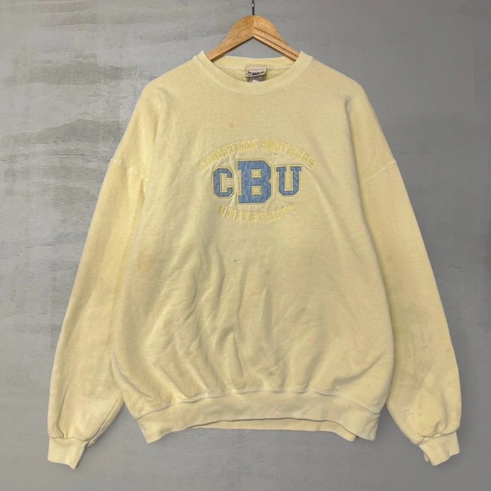 Oarsman‎ Sweatshirt Yellow Christian Brothers University CBU Embroidered XL