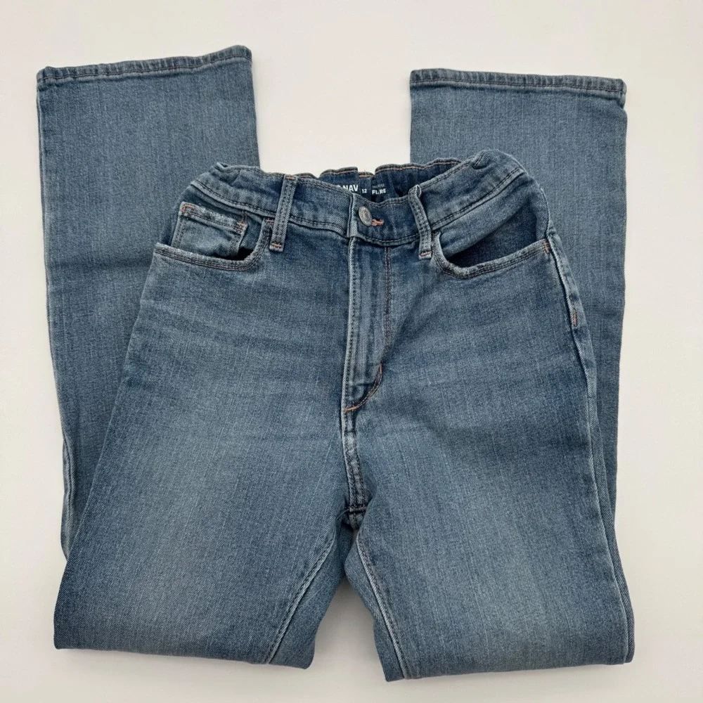 Old‎ Navy Size 12 Girls High-Waisted Flare Jeans Adjustable Waist