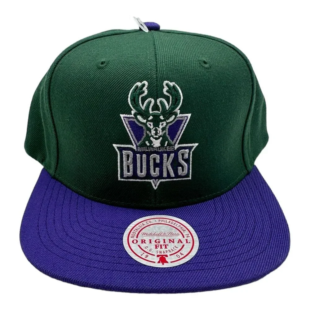 Milwaukee Bucks Mitchell & Ness NBA Snapback Hat Cap Hardwood Classics HWC Retro