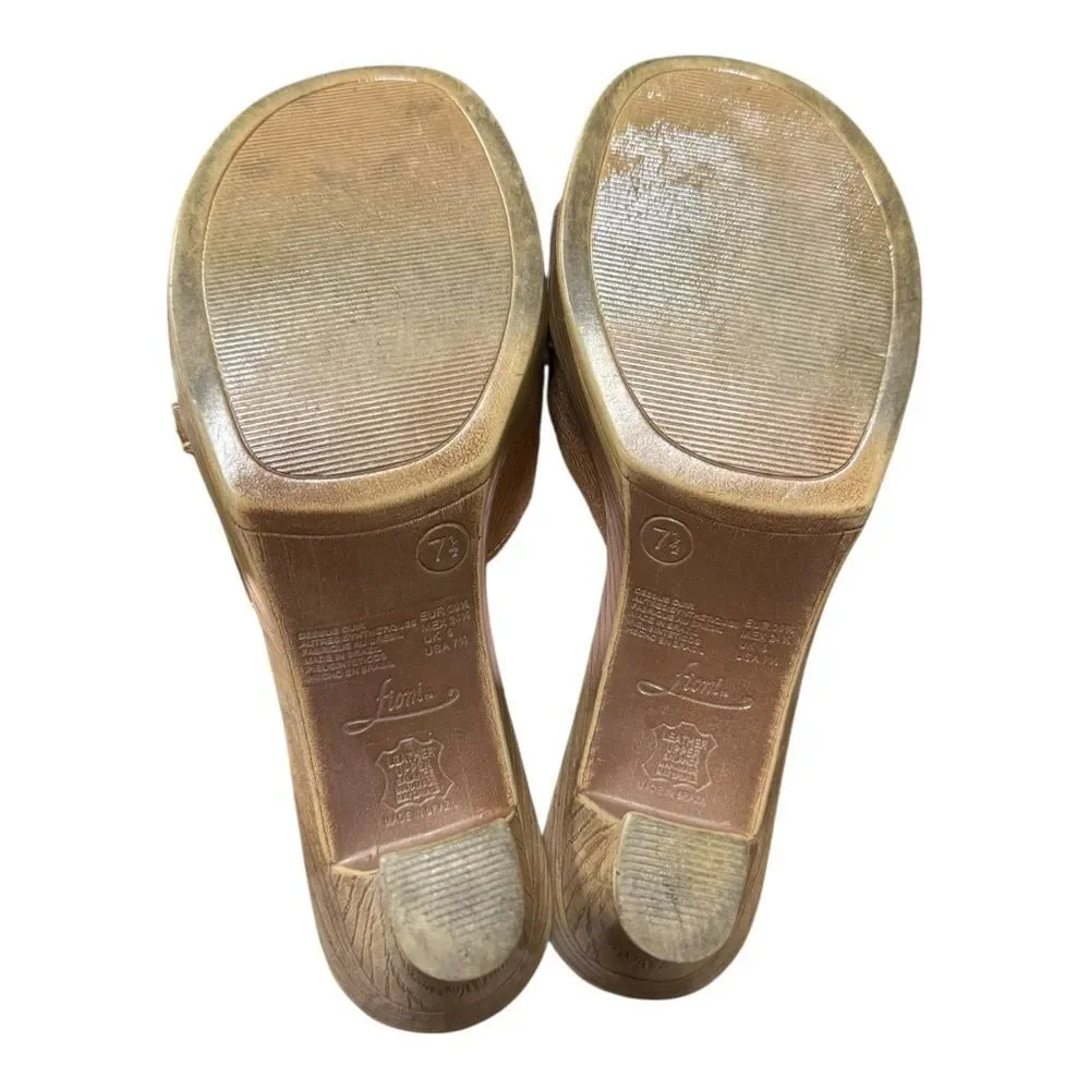 Fioni Leather Women's Brown Slide Heel Platform Sandals 7.5