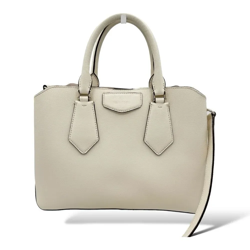 DKNY Sullivan Leather‎ Convertible Satchel Ivory/Gold Bag Purse Spring Summer