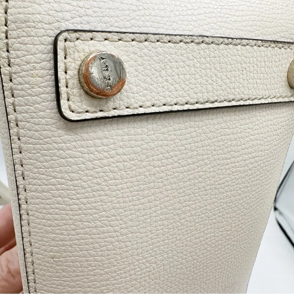 DKNY Sullivan Leather‎ Convertible Satchel Ivory/Gold Bag Purse Spring Summer