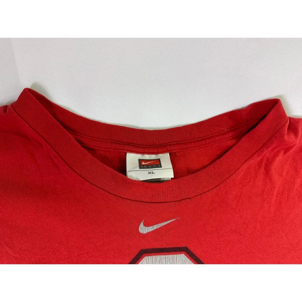 VTG Nike Team Ohio State Buckeyes‎ T-Shirt XL Center Swoosh Red Distressed Y2K