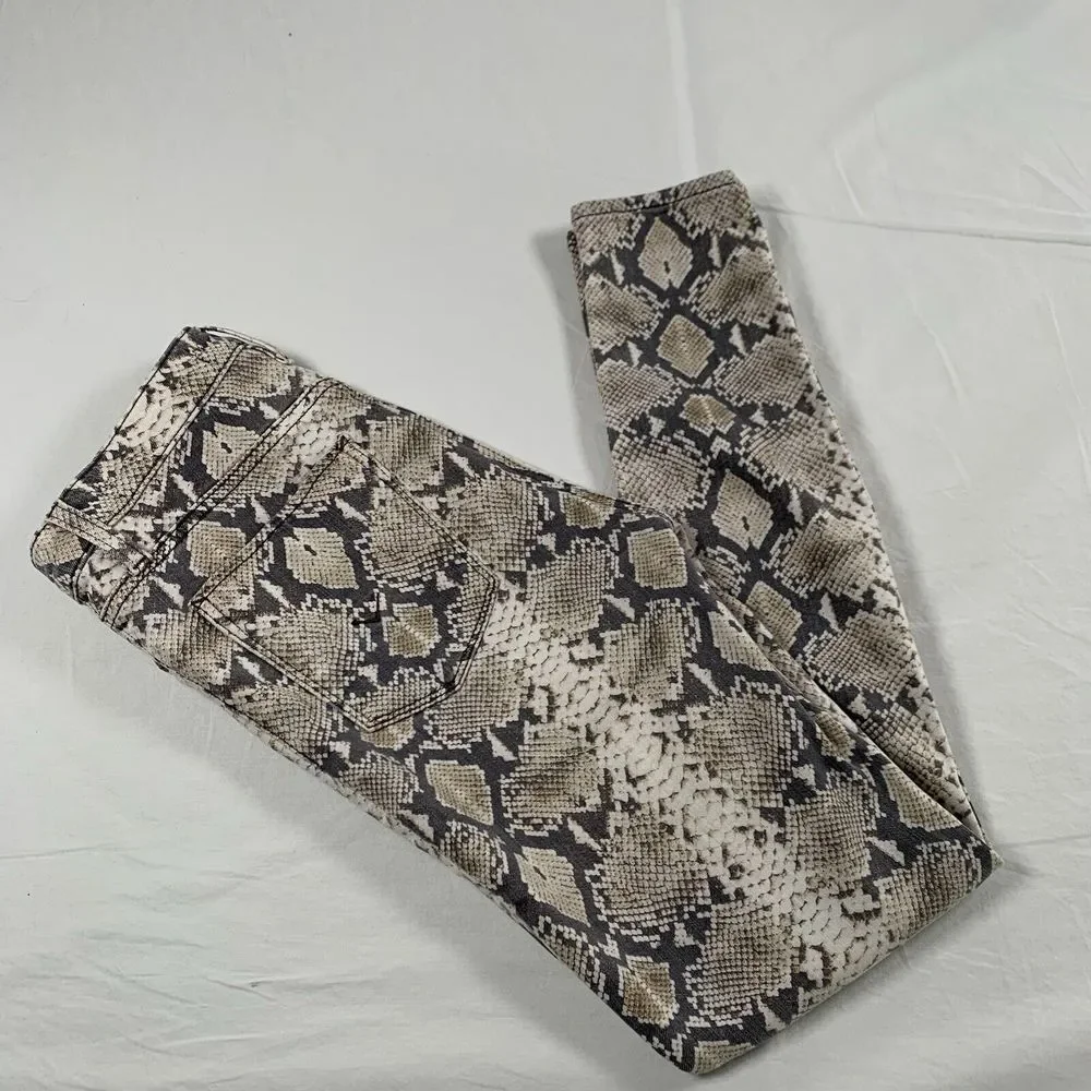Hudson Barbara Super Skinny Snake Python‎ Print  Jeans Size 27 Stretch High Rise