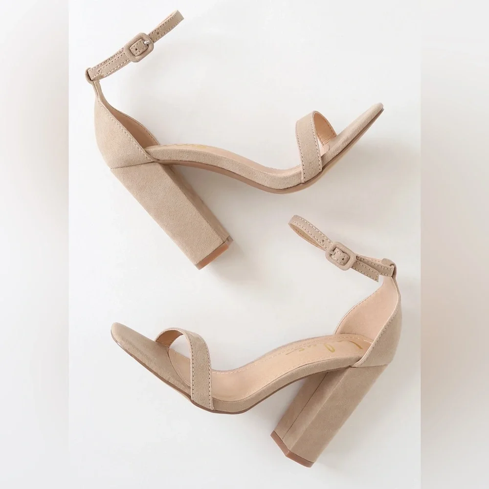 Lulus Tan‎ Suede Ankle Strap Heel