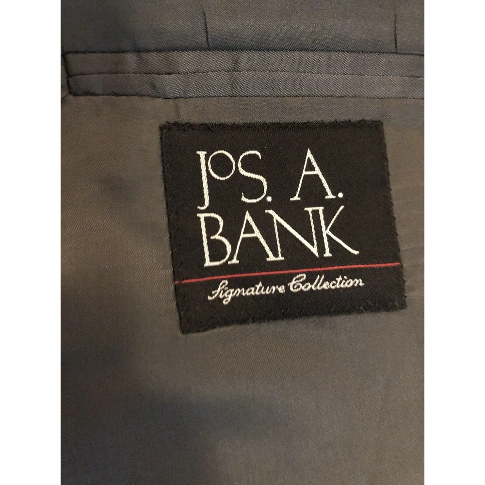 Jos. A. Bank Suit Jacket Mens 42S Gray Wool Plaid Notch Lapel Classic