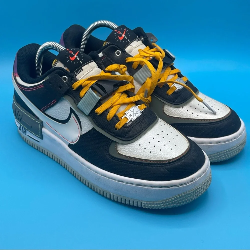 Nike‎ Kids Black White and Yellow Sneakers