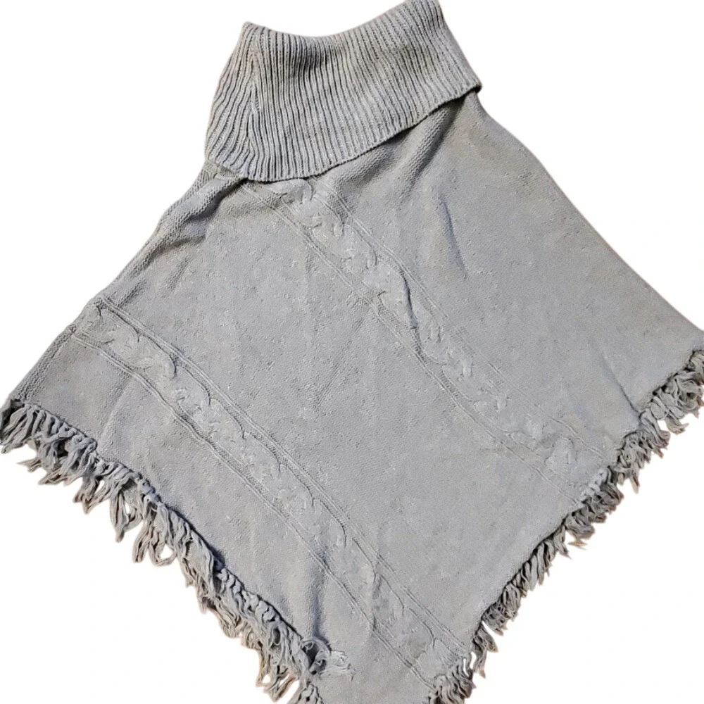 Cherokee Girls Grey‎ Knit Turtleneck Sweater Cape Size 4-5