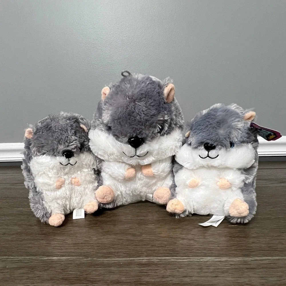 Nanco Belly Buddies Hamster Plush Toy Gray White‎ Stuffed Animal Bundle