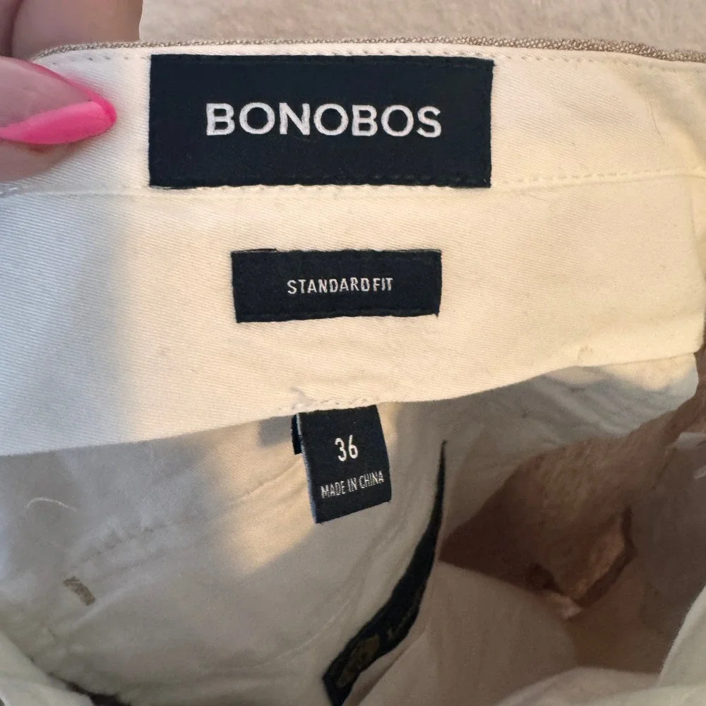 Bonobos Mens Standard‎ Fit Linen Pants Tan Khaki Flat Front Trousers Size 36