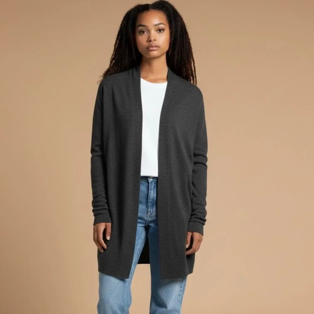 Eileen Fisher Women's XS‎ Gray Merino Wool Long Cardigan Sweater