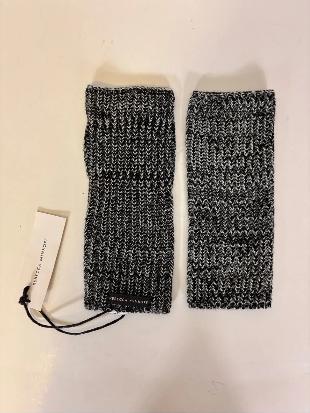 New Rebecca Minkoff Black and White Marled Knit Wrist Warmers One Size