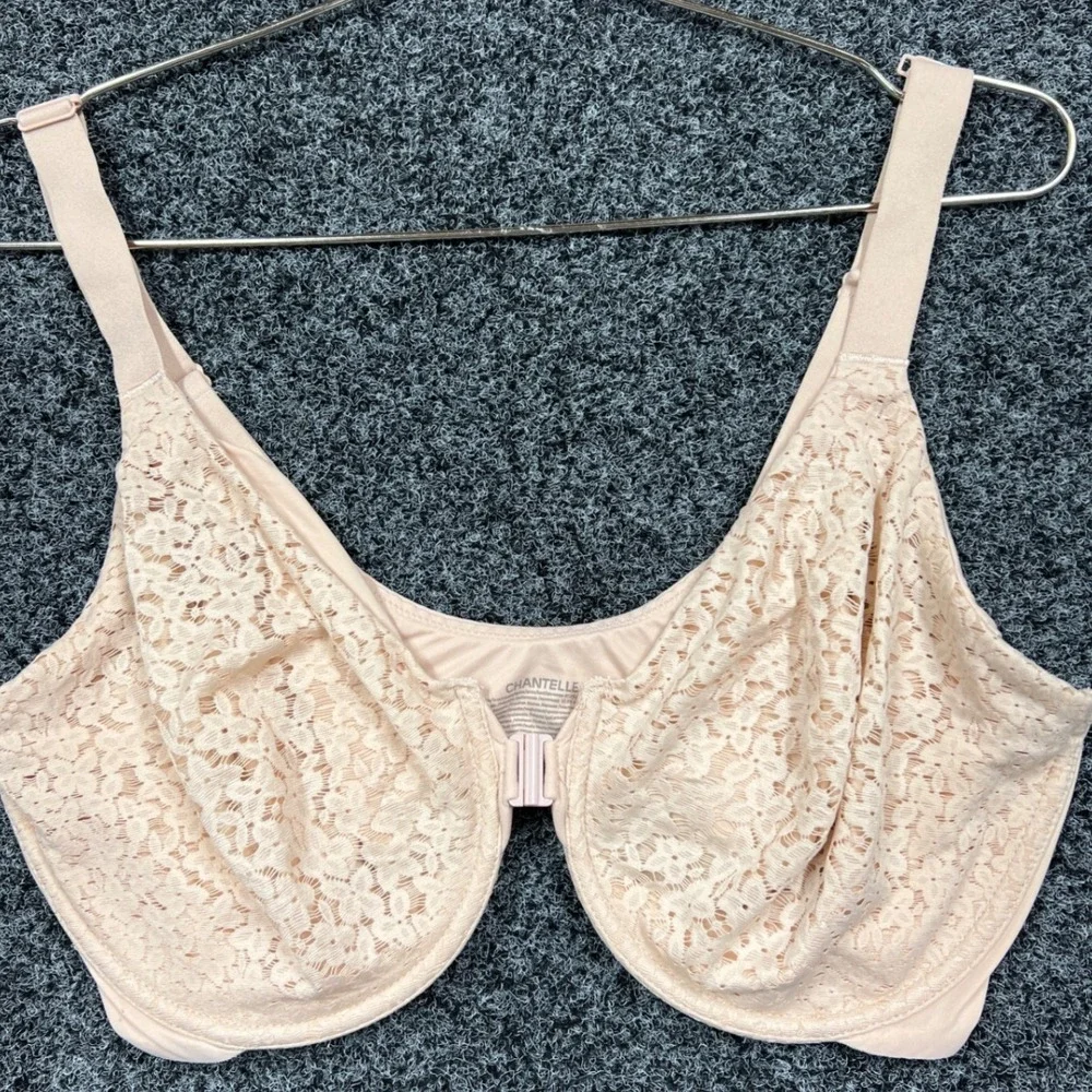 Chantelle C Magnifique Front Closure Lace Bra 38DD  Nude 13F6 Racerback