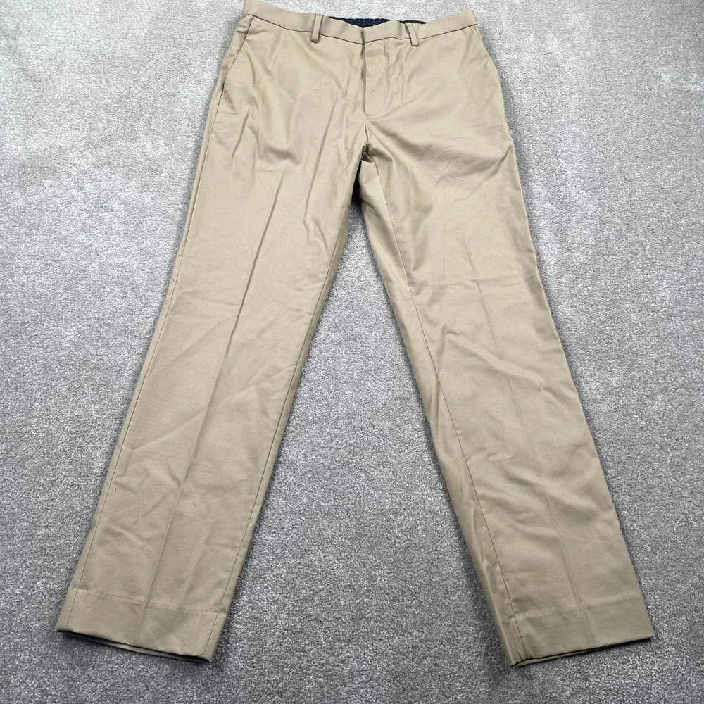Banana Republic Chino Pants Mens 32x32 Tan Non-Iron Stretch Slim Fit Khakis NWT