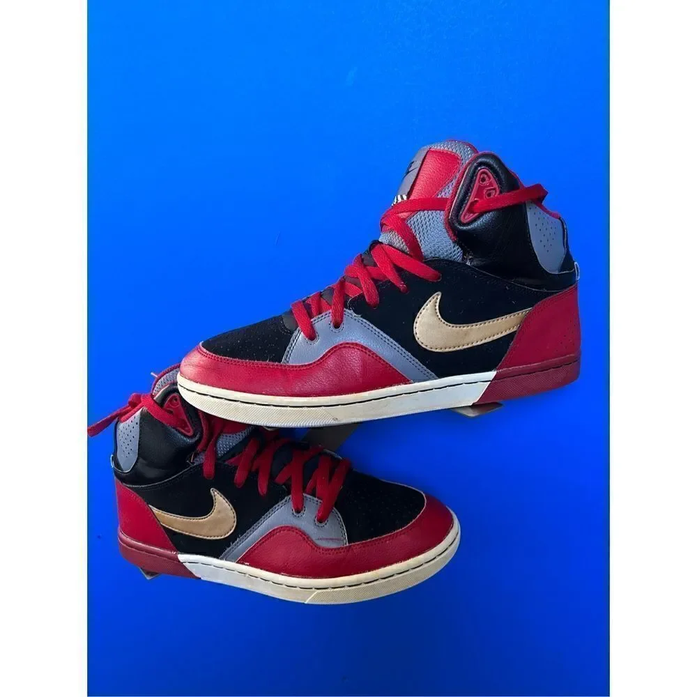 Nike Court Tranxition High Top Sneaker Sz 10 Red Black Gold Grey 537328-076