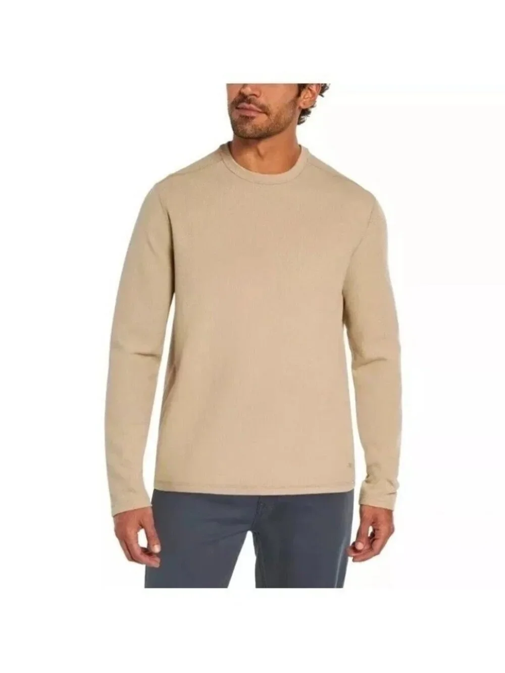 Banana Republic Men's L Beige Double Knit Crew Long Sleeve Sweatshirt e1719