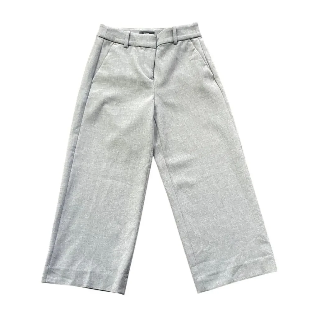 J. CREW Wide Leg Trouser Womens Sz 2 Petite Grey