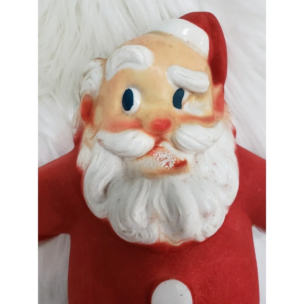 Vintage GLO LITE Flocked Santa Christmas Tree Topper Wall Decor 1940s
