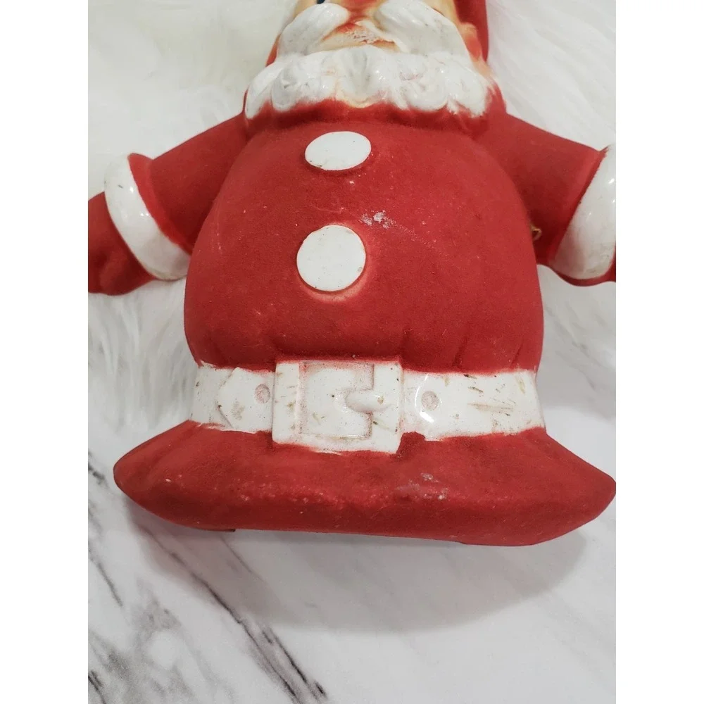 Vintage GLO LITE Flocked Santa Christmas Tree Topper Wall Decor 1940s