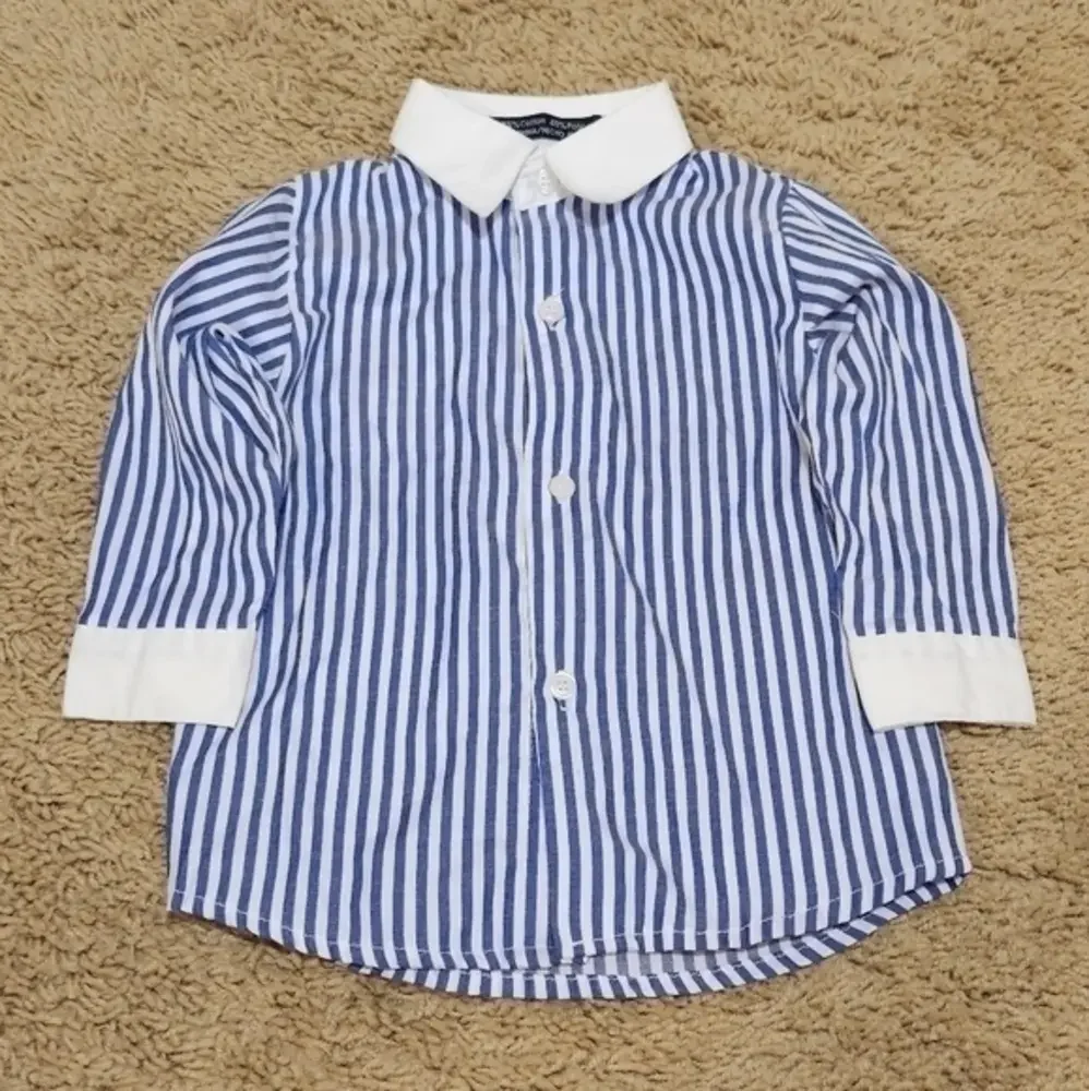 Andrew Fezza Button Down Shirt 12M Stripe Tuxedo‎ Boss Baby