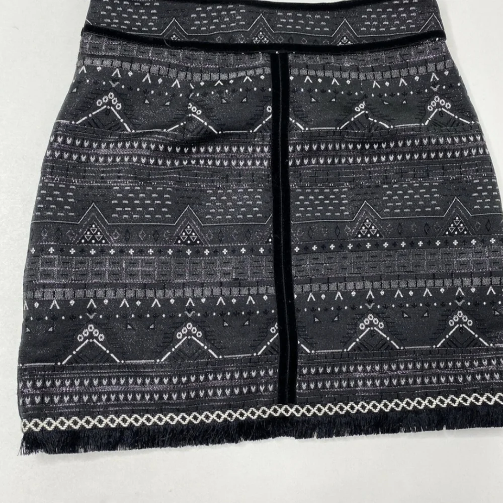 Esqualo Aztec Metallic Fringe Mini Skirt
