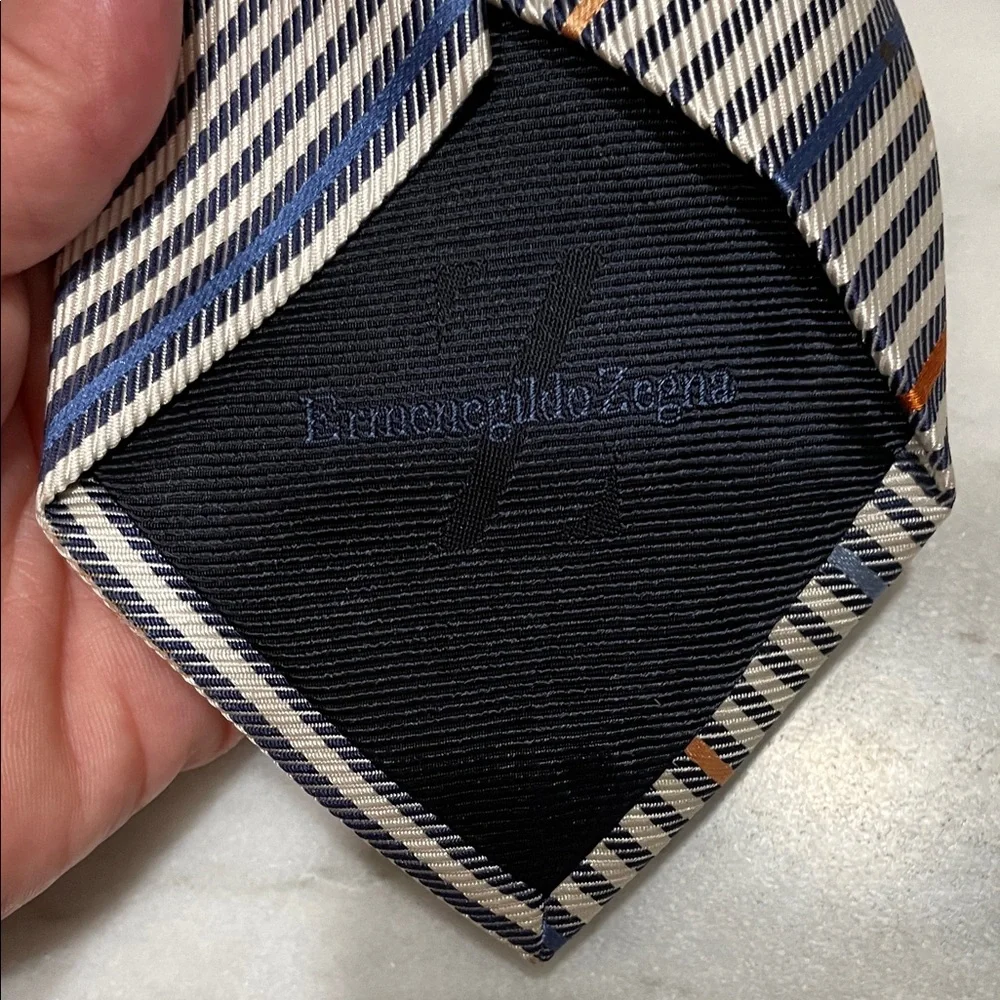 Ermenegildo Zegna Diagonal Striped Tie in Blue and Orange