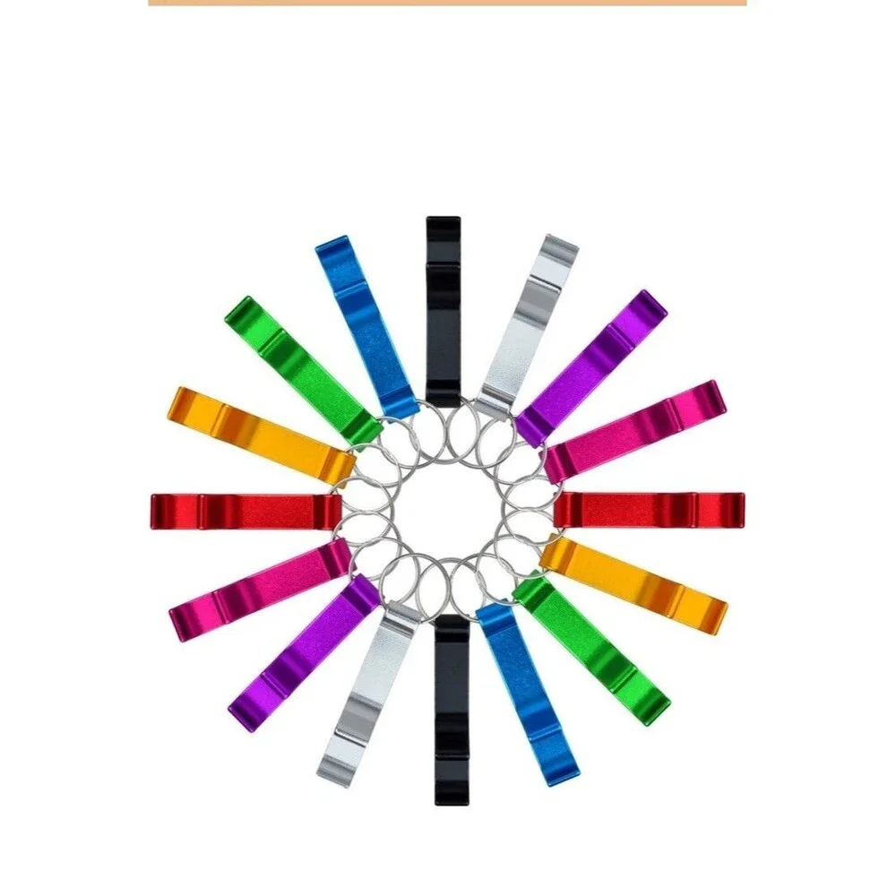 16 pcs 8 Colored Metal Bottle Opener Split Key Ring Chain Keychain Bulk Alumi...